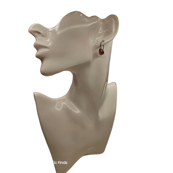 Vintage Sterling Silver & Amber Dangle Earrings - Picture 7 of 7